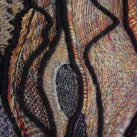 VTG Tundra Canada Multicolor Textured Knit Sweater Abstract Coogi Style Large - Picture 10 of 10